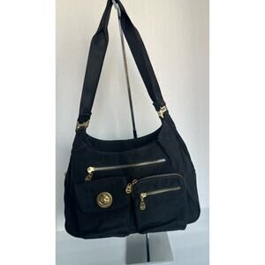 Baggallini San Marino Black Nylon Satchel Tote Shoulder Travel Bag